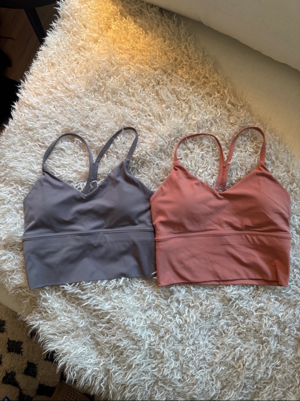 2 Bralette sports bra Tops in gray/tuape & Terracotta color size both sz MEDIUM